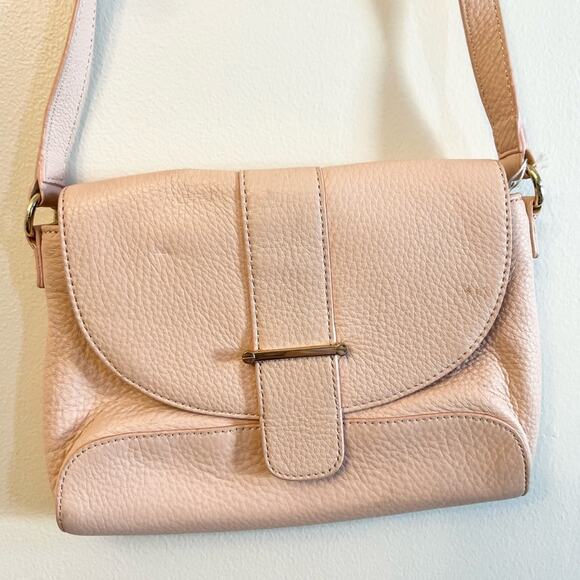 Talbots pink leather crossbody bag neutral spring summer balletcore - Picture 2 of 9